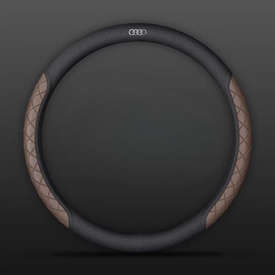 Audi PU Leather Steering Wheel Cover with Heat-Pressed Embossed Texture For A5, A6, A7, A8L, Q2L, Q3, Q4, Q5L, Q7, Q8