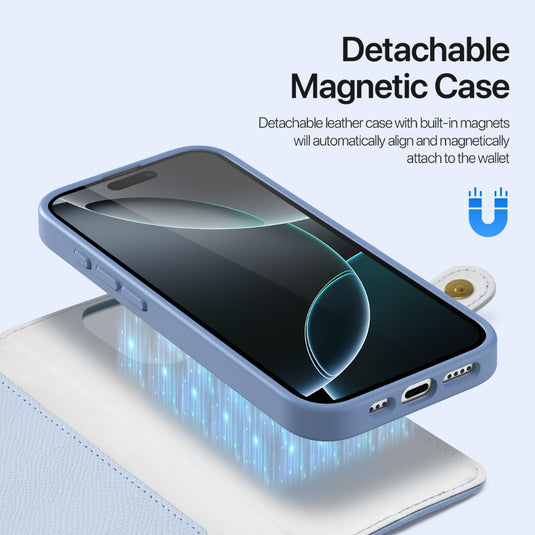 [Detachable][With Card Slot] Apple iPhone 16/Pro/Plus/Max - Detachable Magnetic Genuine Leather Wallet Case