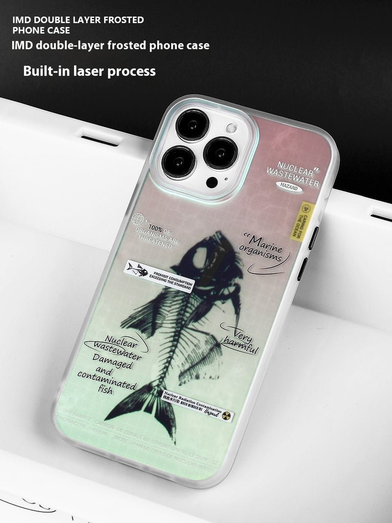 Load image into Gallery viewer, Apple iPhone 14/Pro/Pro Max fishbone specimen design style with laser engraving technique Shockproof Fashion Series Case
