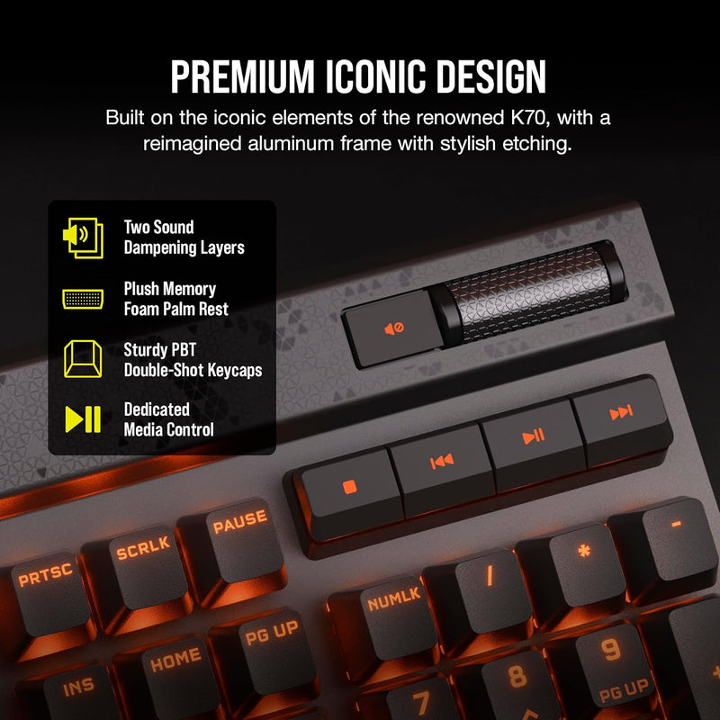 Load image into Gallery viewer, CORSAIR K70 MAX RGB Magnetic Mechanical Wired Gaming Keyboard – MGX Adjustable Switches, Simultaneous SOCD and Rapid Trigger, PBT Double-Shot Keycaps, Sound Dampening, 8000Hz Polling
