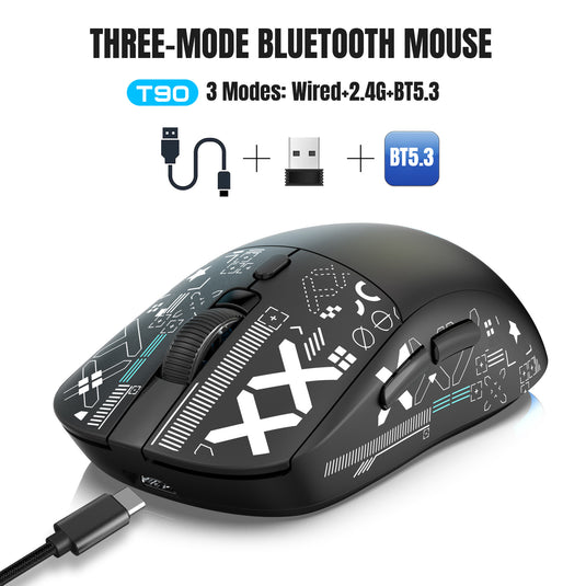 Three-Mode Wireless Bluetooth Mouse Lightweight Noise-Fre 7 Colors RGB Gaming Mouse 3600-DPI