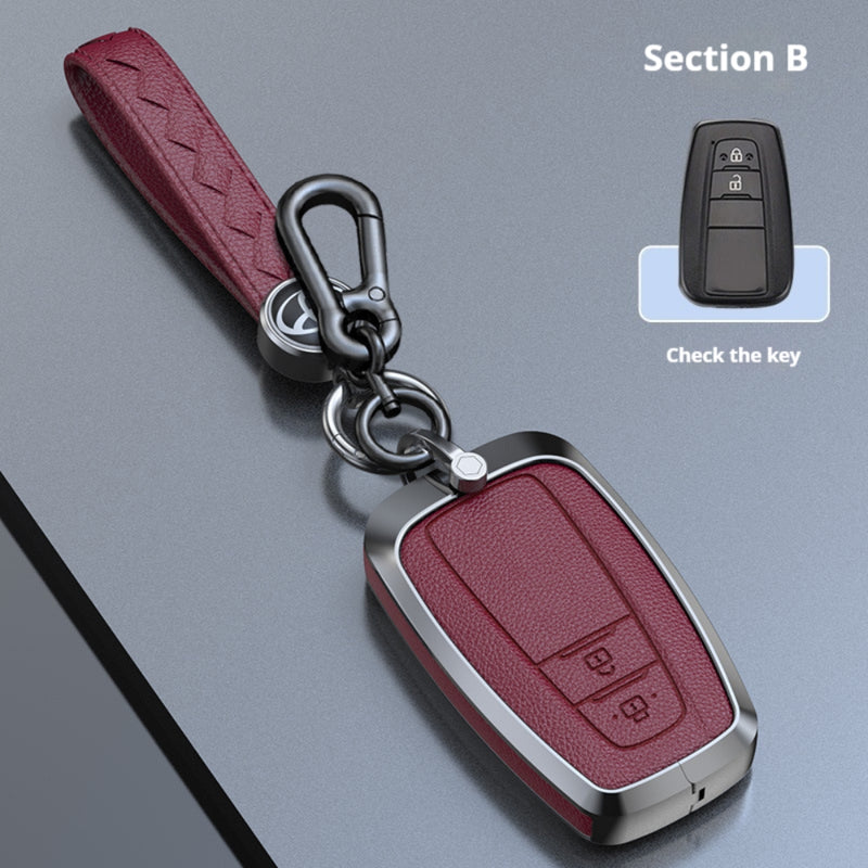 Load image into Gallery viewer, Toyota Zinc Alloy Leather Key Case For Camry, C-HR, Corolla, RAV4, Avalon, Land Cruiser, Prado, Prius
