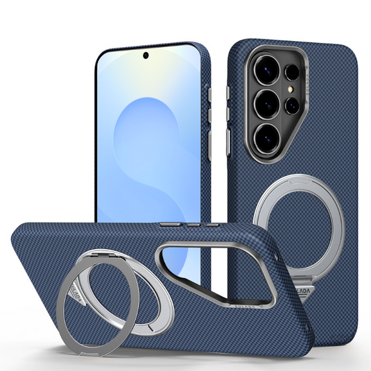 [Built-in Stand][Magsafe Compatible] Samsung Galaxy S26/Plus/Ultra - Carbon Fiber Pattern Shockproof Protective Case