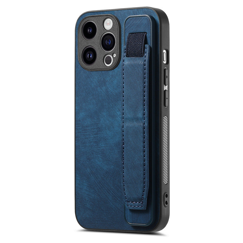 Load image into Gallery viewer, [With Wrist Strap] Apple iPhone 13/Pro/Pro Max Leather TPU Frame Full-Protection Shockproof Essentials Series Case
