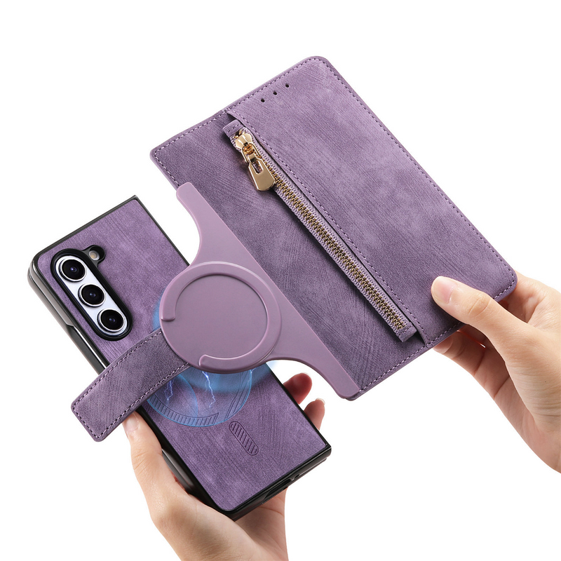 Load image into Gallery viewer, [With Card Slot] Samsung Galaxy Z Fold7 - Multi-functional Leather Wallet Case With Magnetic Flip Cover
