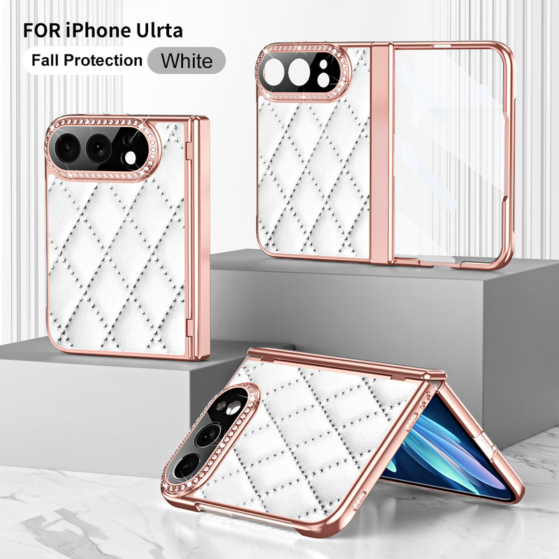 Load image into Gallery viewer, Apple iPhone Ultra / Fold - Luxury Diamond Leather-Textured Folding Case with Hinge Protection
