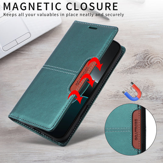 [With Card Slot] Apple iPhone 15/Pro/Pro Max/Plus Leather Flip Shockproof Wallet Series Case