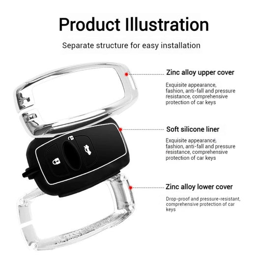 Subaru Metal Shell & Soft Silicone Full Protection Remote Car Key Fob Case Cover For Outback, Forester, Impreza, WRX, XV, Crosstrek, Legacy