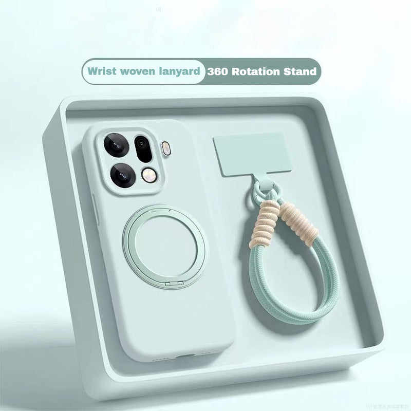 Load image into Gallery viewer, [Magsafe Compatible] OPPO Find X9/Pro - Premium 360° Magnetic Rotatable Stand Liquid Silicone Case with Braided Lanyard
