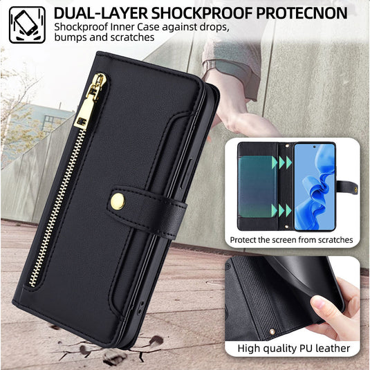 [Built-in Card Slot][With Lanyard] Motorola Moto G24/G04/E14 Leather Flip Shockproof Wallet Series Case