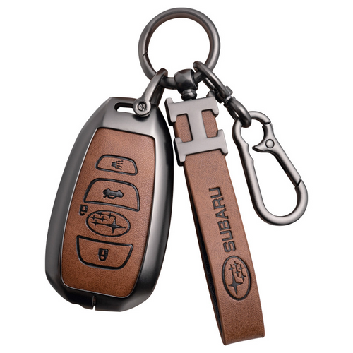 Subaru Zinc Alloy + PU Leather Car Key Fob Protective Cover Case For Outback, Forester, Impreza, WRX, XV, Crosstrek, Legacy