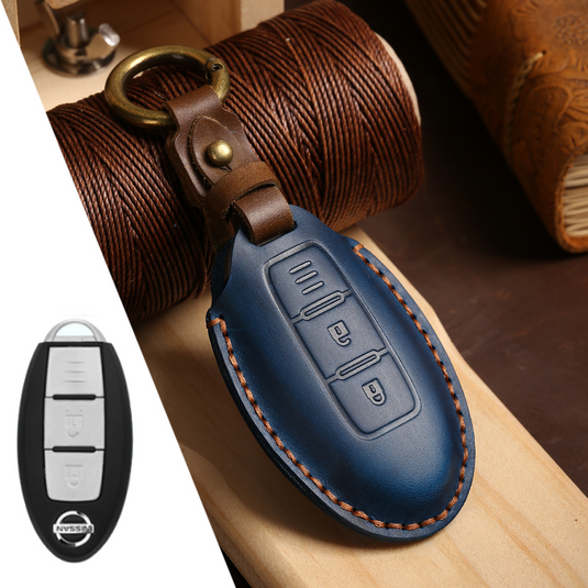Nissan Handcrafted Genuine Leather Car Key Fob Case Cover For Pathfinder, Murano, Micra, Altima, Sentra,  Note, Juke, Armada, Qashqai
