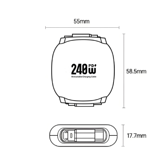 [C to C][Retractable] Universal PD 240W USB-C Type-C Charging & Data Cable (1M) - i-Station Mobile Phone & Electronic Device Repair and Accessories