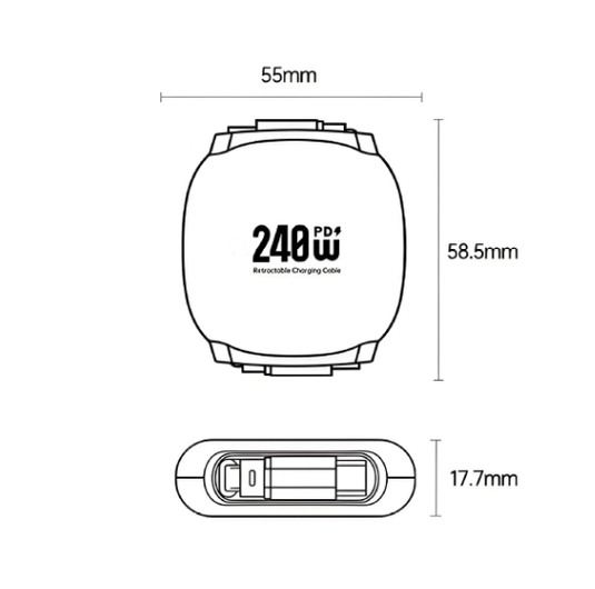 [C to C][Retractable] Universal PD 240W USB-C Type-C Charging & Data Cable (1M) - i-Station Mobile Phone & Electronic Device Repair and Accessories