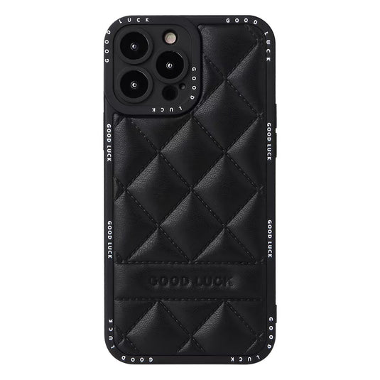 Apple iPhone 12/Pro/Pro Max Diamond Pattern Full-Body Shockproof Leather Phone Case