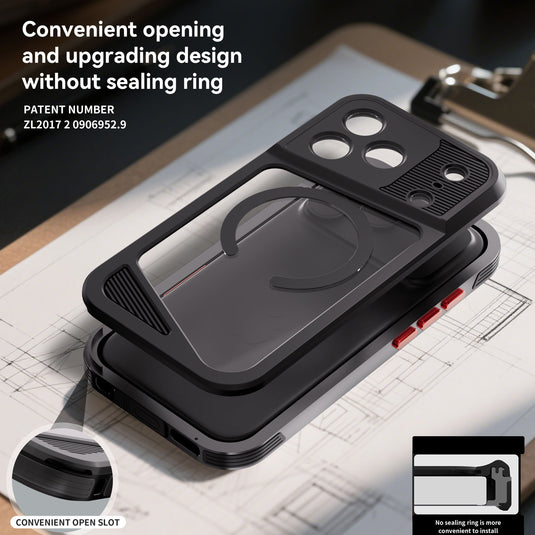 [Magsafe Compatible] [GTM Series][Latest Version] Apple iPhone 17/Air/Pro/Pro Max - Redpepper Shellbox Full Covered Metal Waterproof Heavy Duty Tough Armor Case