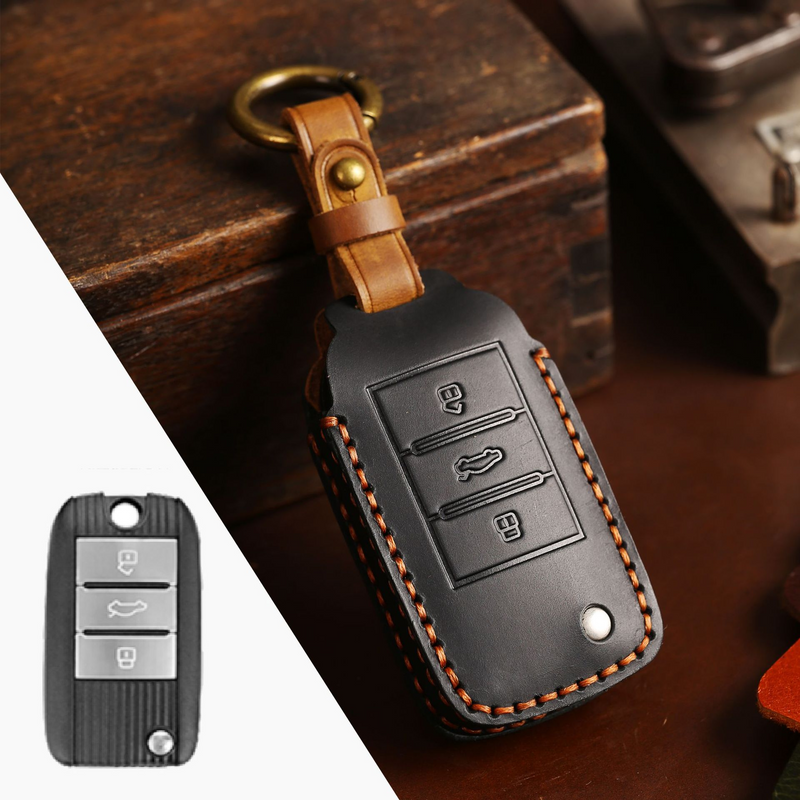 Load image into Gallery viewer, Roewe Handcrafted Genuine Leather Car Key Fob Case Cover For Roewe i5, Ei6 Max, RX3, RX5 Plus
