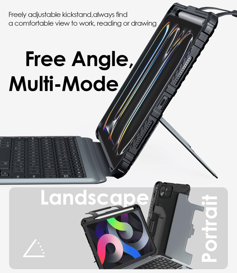 Load image into Gallery viewer, [Detachable][Built-in Slide Lens Cover] Apple iPad Pro 12.9-inch 3rd/4/5/6th Gen (2018/2020/2021/2022) Nillkin Magnetic Rugged Stand Keyboard Case With Backlit
