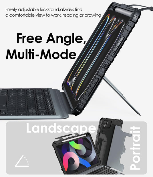 [Detachable][Built-in Slide Lens Cover] Apple iPad Pro 12.9-inch 3rd/4/5/6th Gen (2018/2020/2021/2022) Nillkin Magnetic Rugged Stand Keyboard Case With Backlit