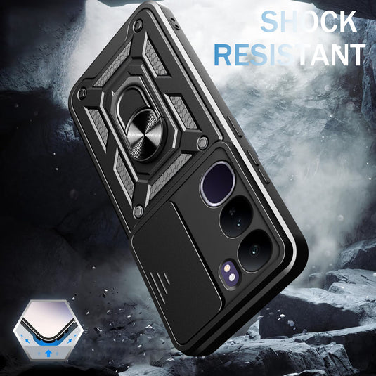 [Built-in Stand][Built-in Slide Lens Cover] Vivo IQOO Z7 & Pro Multi-function Grade Armour Case