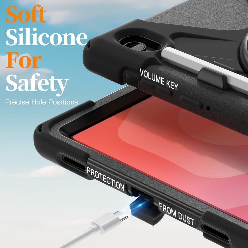 Load image into Gallery viewer, Samsung Galaxy Tab S11 (2025) 11&quot; - Heavy Duty 360 Degree Rotate Stand Hand Strap Case With Shoulder Strap

