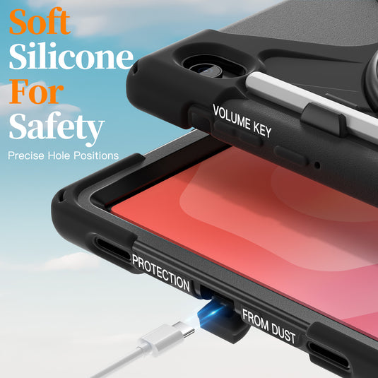 Samsung Galaxy Tab S11 (2025) 11" - Heavy Duty 360 Degree Rotate Stand Hand Strap Case With Shoulder Strap
