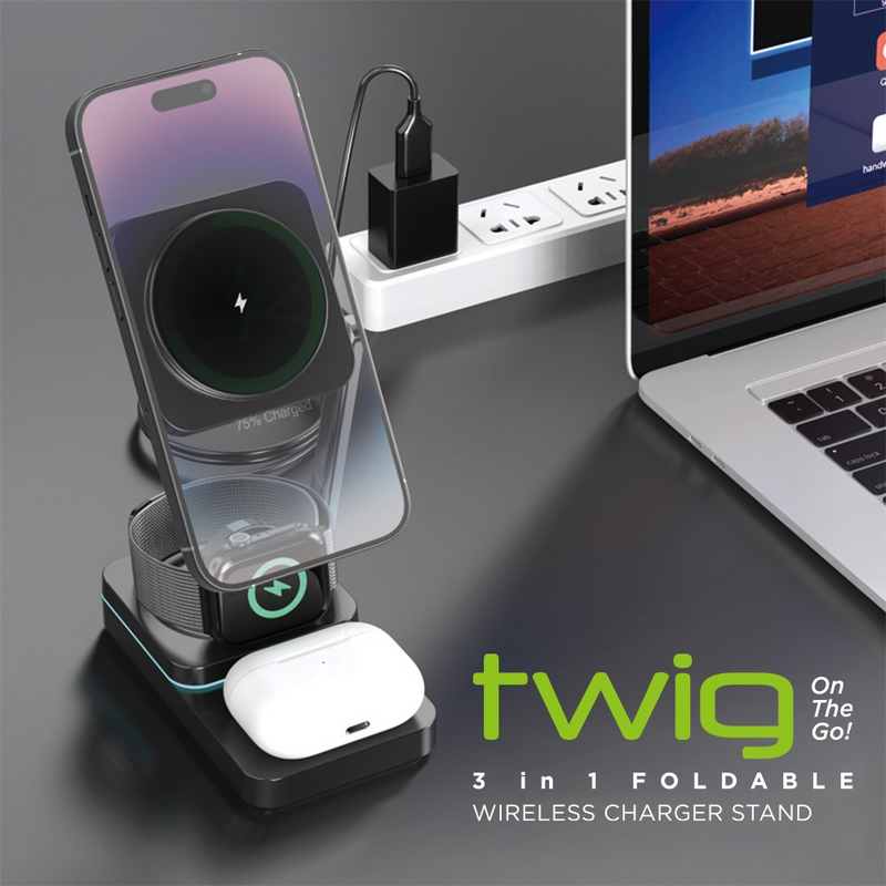 Load image into Gallery viewer, iQuick Twig T6 3 in 1 Foldable Wireless Charger Stand
