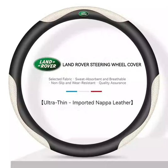 Land Rover Genuine Leather Spliced Design with Breathable & Anti-Slip Grip Steering Wheel Cover For Range Rover, Velar, Evoque, Discovery, Defender