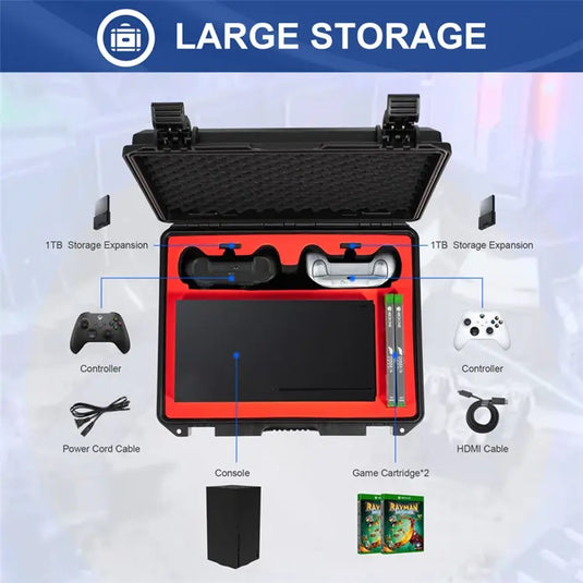 Xbox Series X Portable Heavy Duty Anti-Shock Storage Box Waterproof Carrying Box Suitcase - Polar Tech Australia