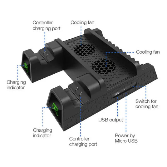 Xbox One X / S Cooling Stand with Dual Controller Charging Dock - Polar Tech Australia