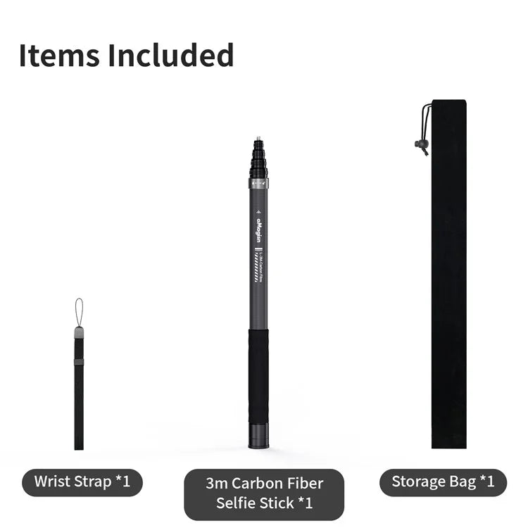 Load image into Gallery viewer, [3M Super Long] AMAGISN 3m Carbon Fiber Selfie Stick Sports Camera Extension Pole for Insta360 / DJI / GoPro
