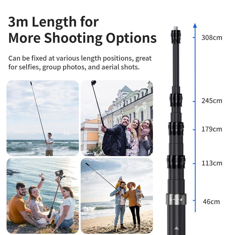 Load image into Gallery viewer, [3M Super Long] AMAGISN 3m Carbon Fiber Selfie Stick Sports Camera Extension Pole for Insta360 / DJI / GoPro
