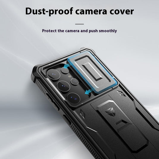 [Built-in Stand][Dustproof Lens Cap]Samsung Galaxy S24/Ultra/Plus/FE - Heavy Duty Defender Armor Drop Proof Stand Case