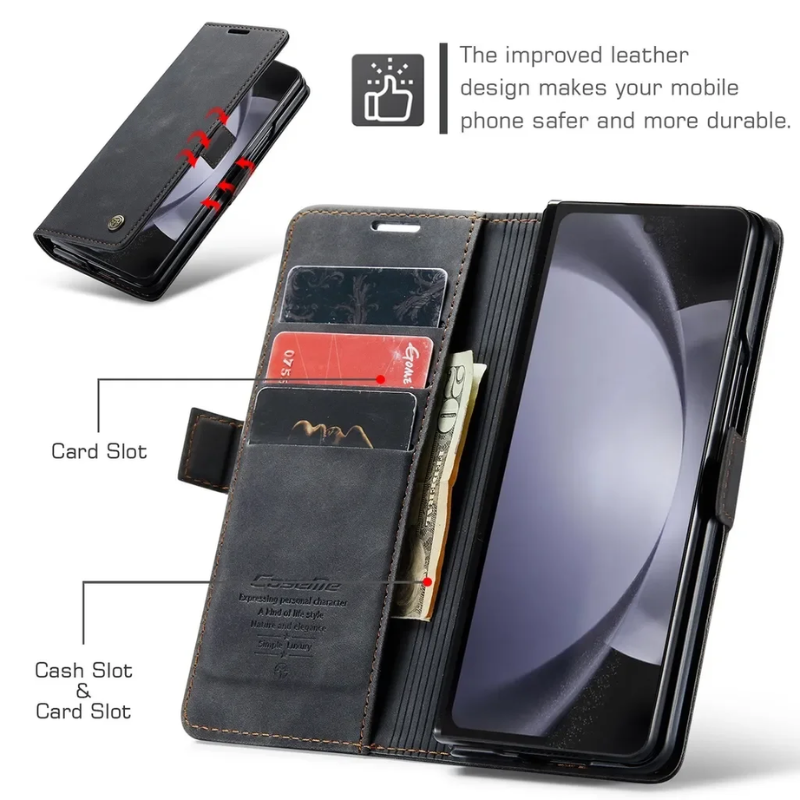 Load image into Gallery viewer, [With Card Slot] Samsung Galaxy Z Fold 6 SM-F956 Matte PU Leather Shockproof Wallet Series Case
