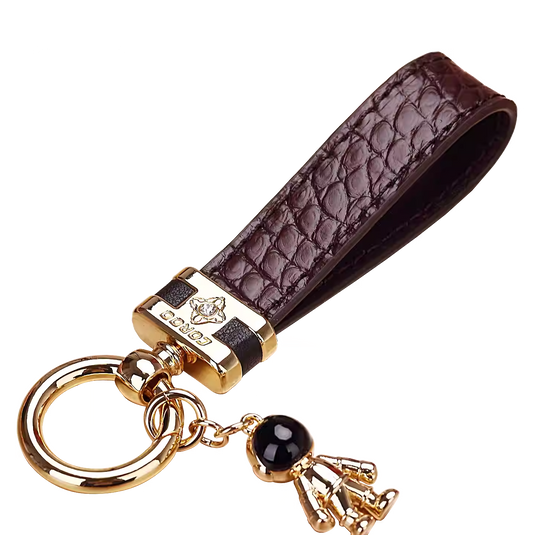 Premium Genuine Leather Keychain Pendant, Refined & Timeless Gift