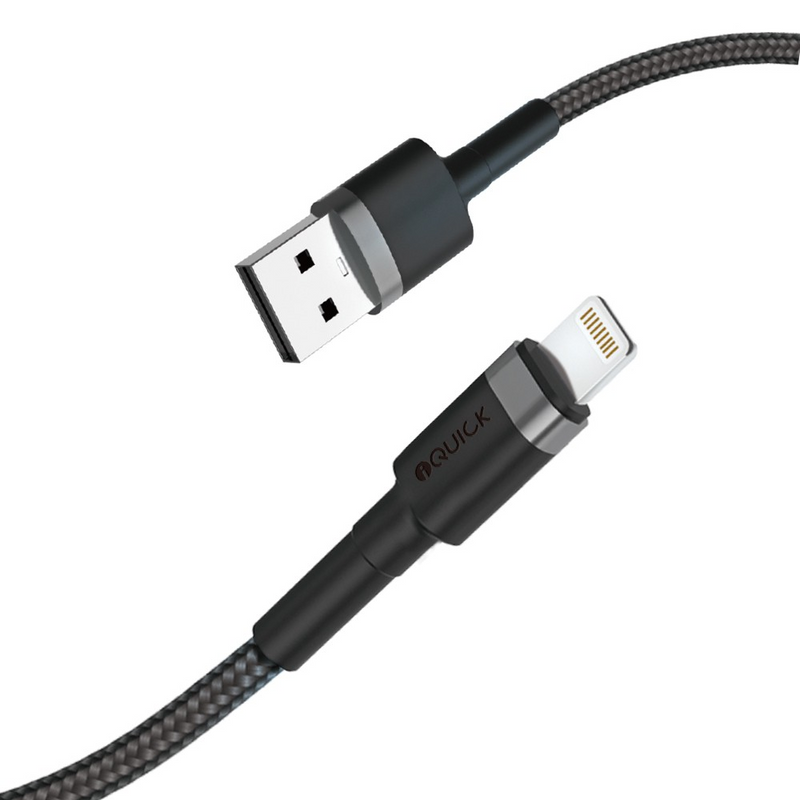 Load image into Gallery viewer, iQuick Braided Lightning to USB-A Fast Charging Cable 0.3M
