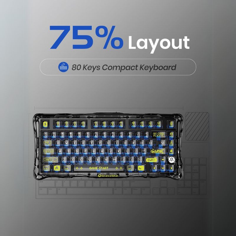 Load image into Gallery viewer, GravaStar Mercury K1 Lite Mechanical Gaming Keyboard, 75% Gasket Hot Swappable Custom RGB Backlit Wireless Keyboard
