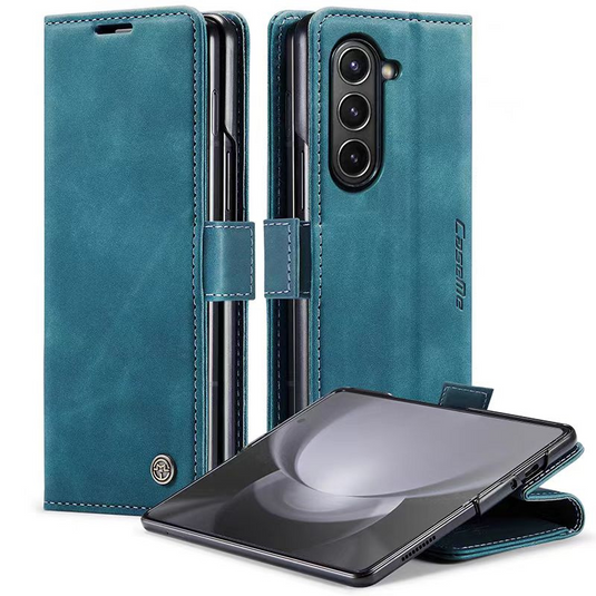 [With Card Slot] Samsung Galaxy Z Fold 6 SM-F956 Matte PU Leather Shockproof Wallet Series Case