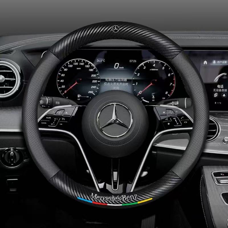 Load image into Gallery viewer, Mercedes-Benz Suede Carbon Fiber Car Steering Wheel Covers For C260L, C200L, GLC, GLA,  E300L, A180, GLB220, CLA
