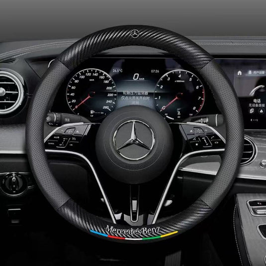 Mercedes-Benz Suede Carbon Fiber Car Steering Wheel Covers For C260L, C200L, GLC, GLA,  E300L, A180, GLB220, CLA