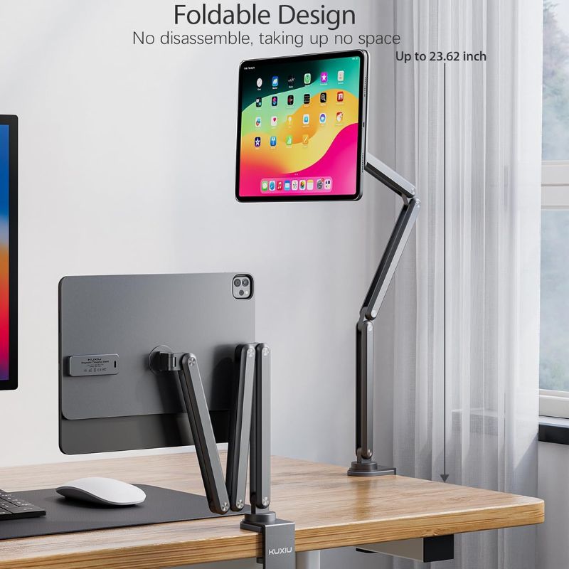 KUXIU X36 Pro MAX iPad Magnetic Charging Stand Aluminum Alloy Boom Arm Adjustable Tablet Stand - EdgeFollow