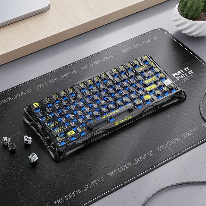 Load image into Gallery viewer, GravaStar Mercury K1 Lite Mechanical Gaming Keyboard, 75% Gasket Hot Swappable Custom RGB Backlit Wireless Keyboard
