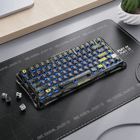 GravaStar Mercury K1 Lite Mechanical Gaming Keyboard, 75% Gasket Hot Swappable Custom RGB Backlit Wireless Keyboard