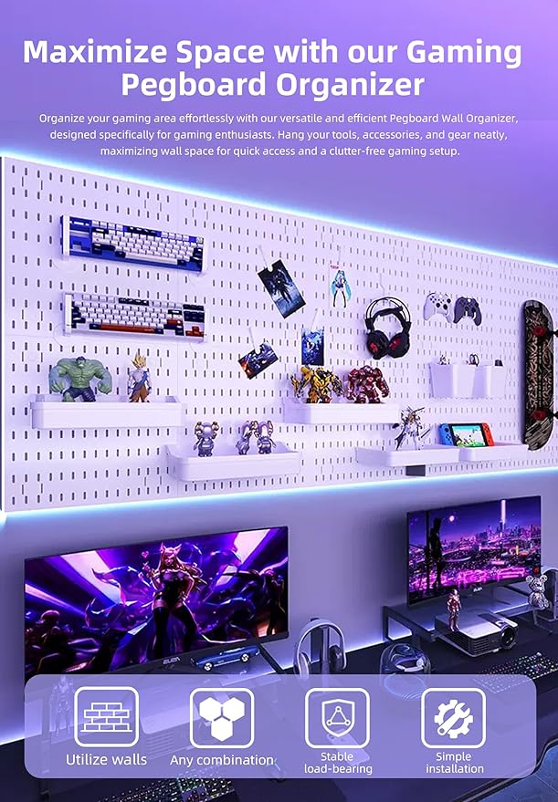 Load image into Gallery viewer, Revamp Your Space With A Versatile Pegboard Kit - Effortlessly Organize Home, Office, And Gaming Setup With Customizable Hanging Solutions
