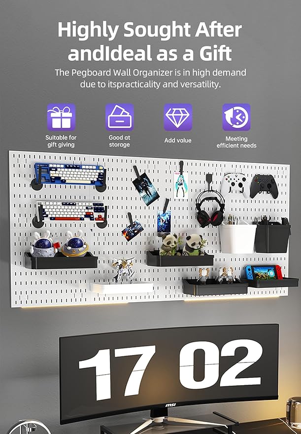 Load image into Gallery viewer, Revamp Your Space With A Versatile Pegboard Kit - Effortlessly Organize Home, Office, And Gaming Setup With Customizable Hanging Solutions
