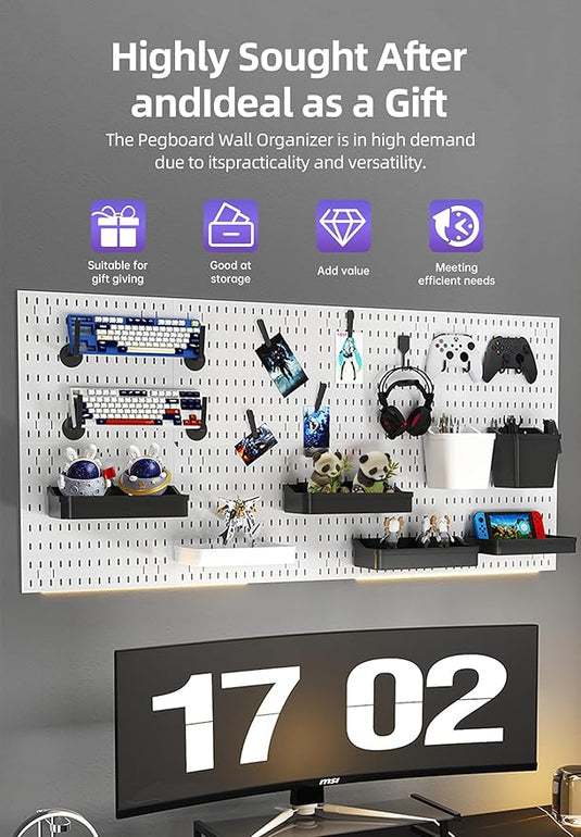 Revamp Your Space With A Versatile Pegboard Kit - Effortlessly Organize Home, Office, And Gaming Setup With Customizable Hanging Solutions