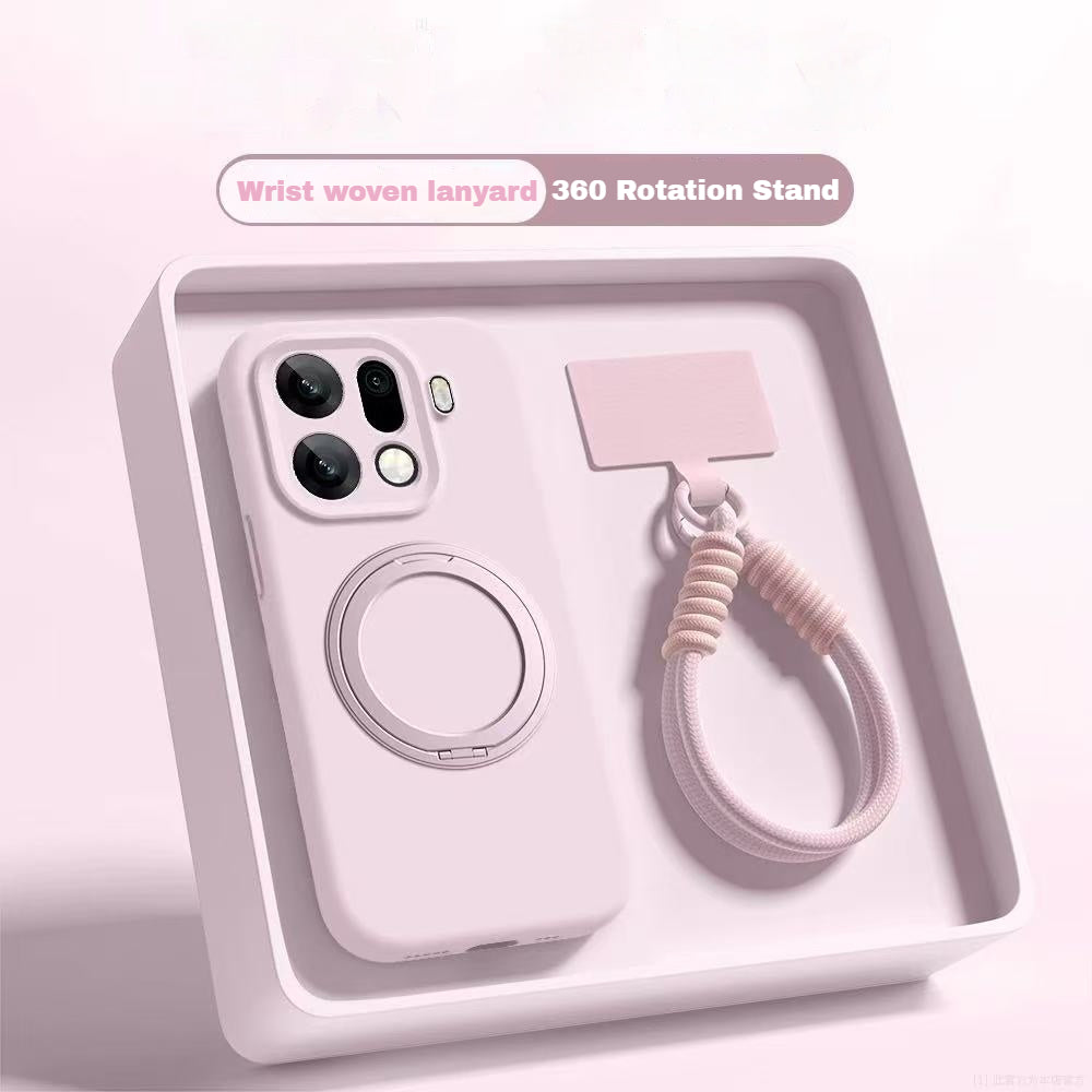 [Magsafe Compatible] OPPO Reno15 & Pro - Premium 360° Magnetic Rotatable Stand Liquid Silicone Case with Braided Lanyard - i-Station Mobile Phone & Electronic Device Repair and Accessories