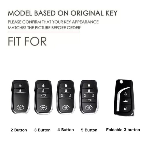 Toyota Zinc Alloy + PU Leather Car Key Fob Case Cover For Camry, RAV4, Highlander, Prado, Crown