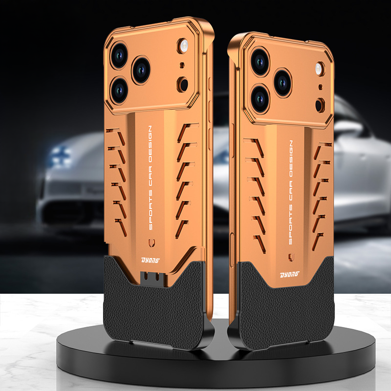 Load image into Gallery viewer, Apple iPhone 17 Pro Max - Luxury Metal Leather Borderless Heat Dissipation Phone Case - i-Station Mobile Phone &amp; Electronic Device Repair and Accessories
