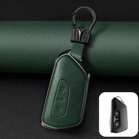 Volkswagen Zinc Alloy + PU Leather Car Key Fob Case Cover For Golf 7, Golf 8, Tiguan, Jetta, Passat, Lamando L, ID.3, ID.4,  ID.5, ID.6